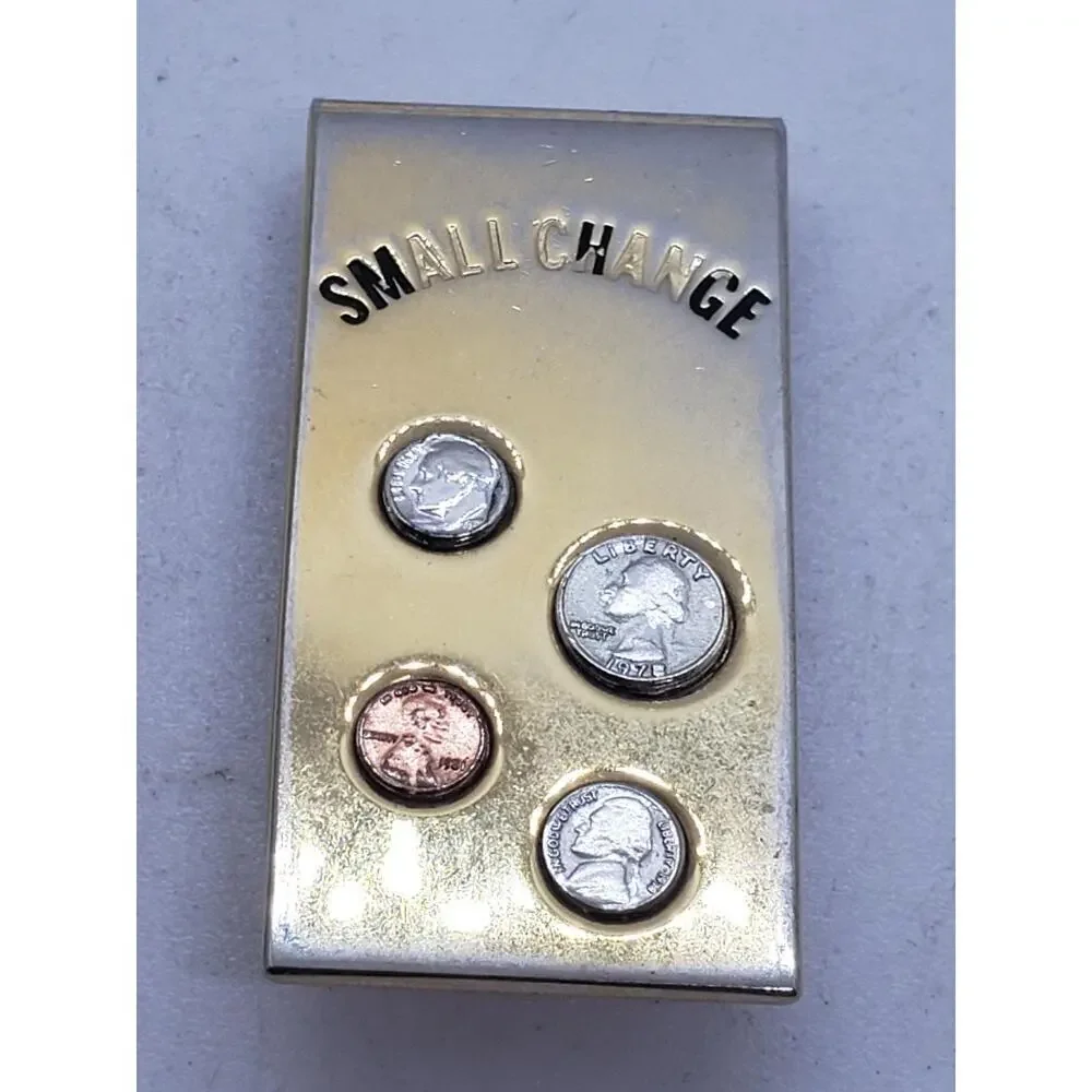 Vintage Money Clip Mini USA Coins Penny Nickel Dime Quarter 1977 Gift